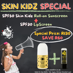 SKIN KIDZ Special - SPF50 ROLL-ON Full Spectrum Sunscreen + LipScreen